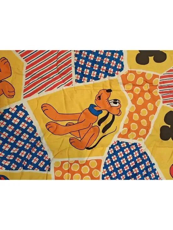 Vintage Disney Mickey Minnie Pluto Patchwork Kids Sleeping Bag 34x60 Sears - Picture 3 of 9